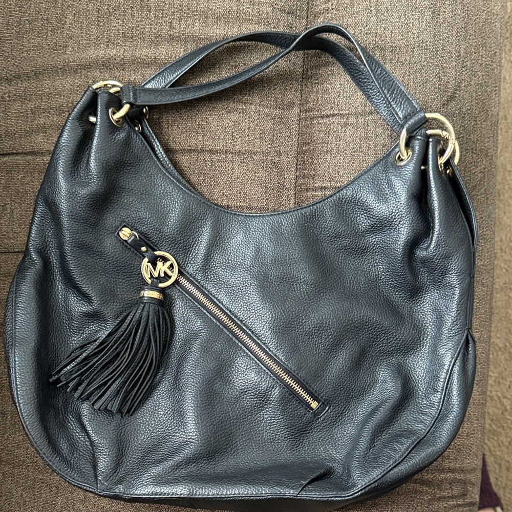 Michael Kors Black Hobo Bag with Tassel Charm